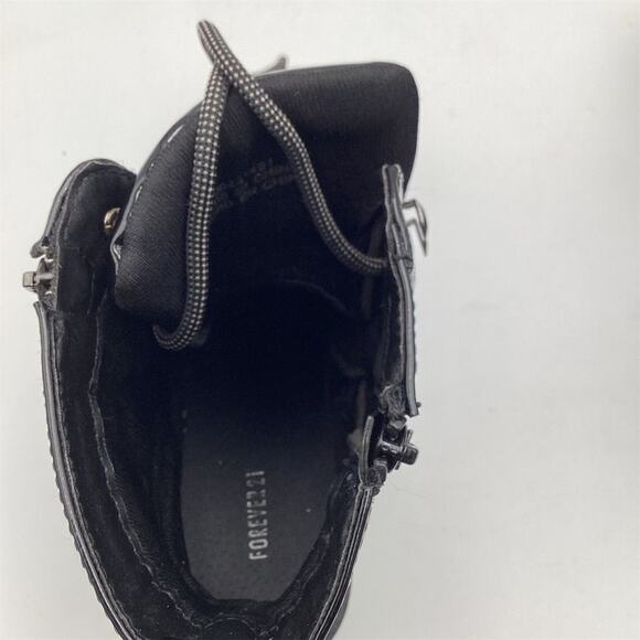 FOREVER 21 Women's Black Combat Boots Size 8 Mid-Calf Block Heel - Picture 4 of 9